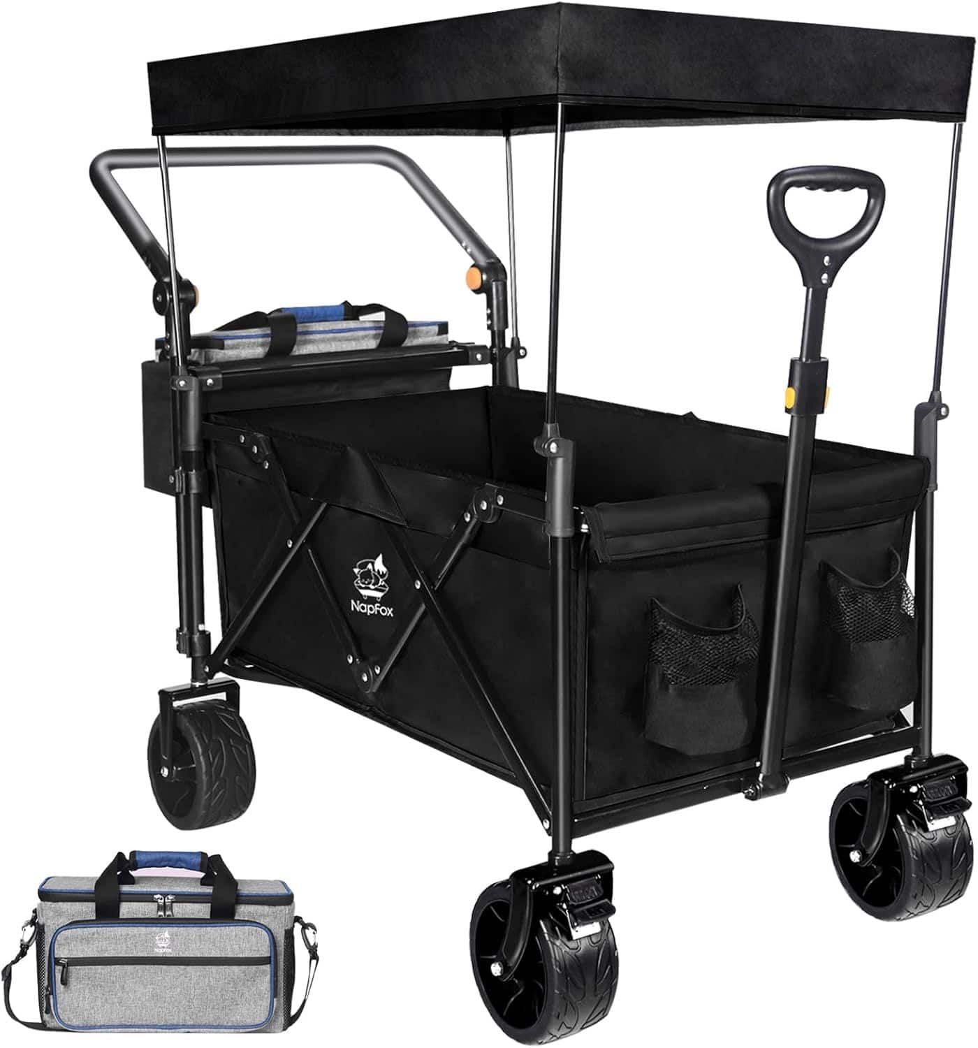 Loheer - Collapsible Wagon Heavy Duty Folding Wagon with Canopy All Terrain Wheels and Cooler Bag for Beach Garden price history on PriceWatchPro