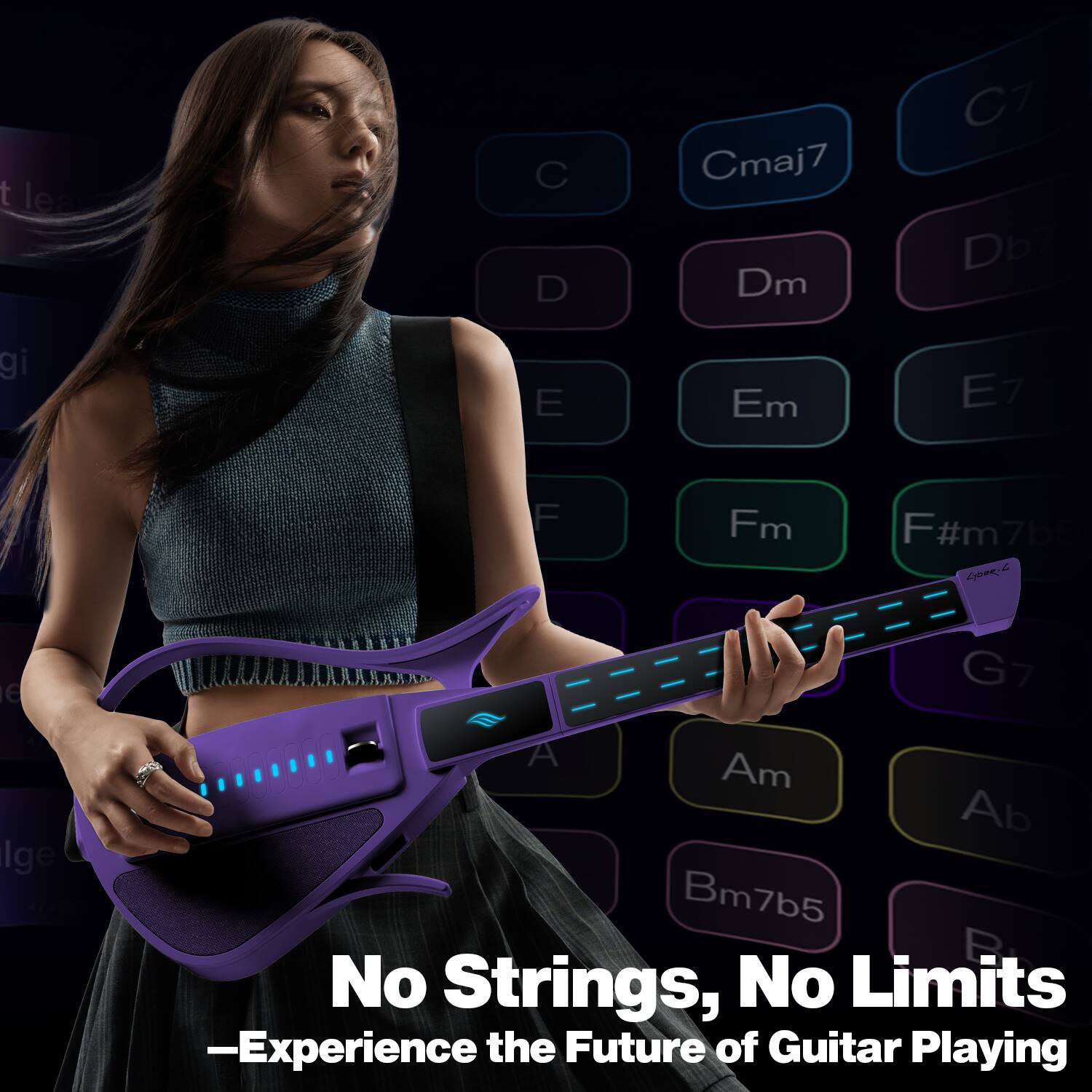 t lea
C D
Cmaj7 Dm
CT Db7
gi
E
Em
E7
F
Fm
F#m7b6 GOER-L
e
G7
Ige
A Am Ab Bm7b5 No Strings, No Limits -Experience the Future of Guitar Playing