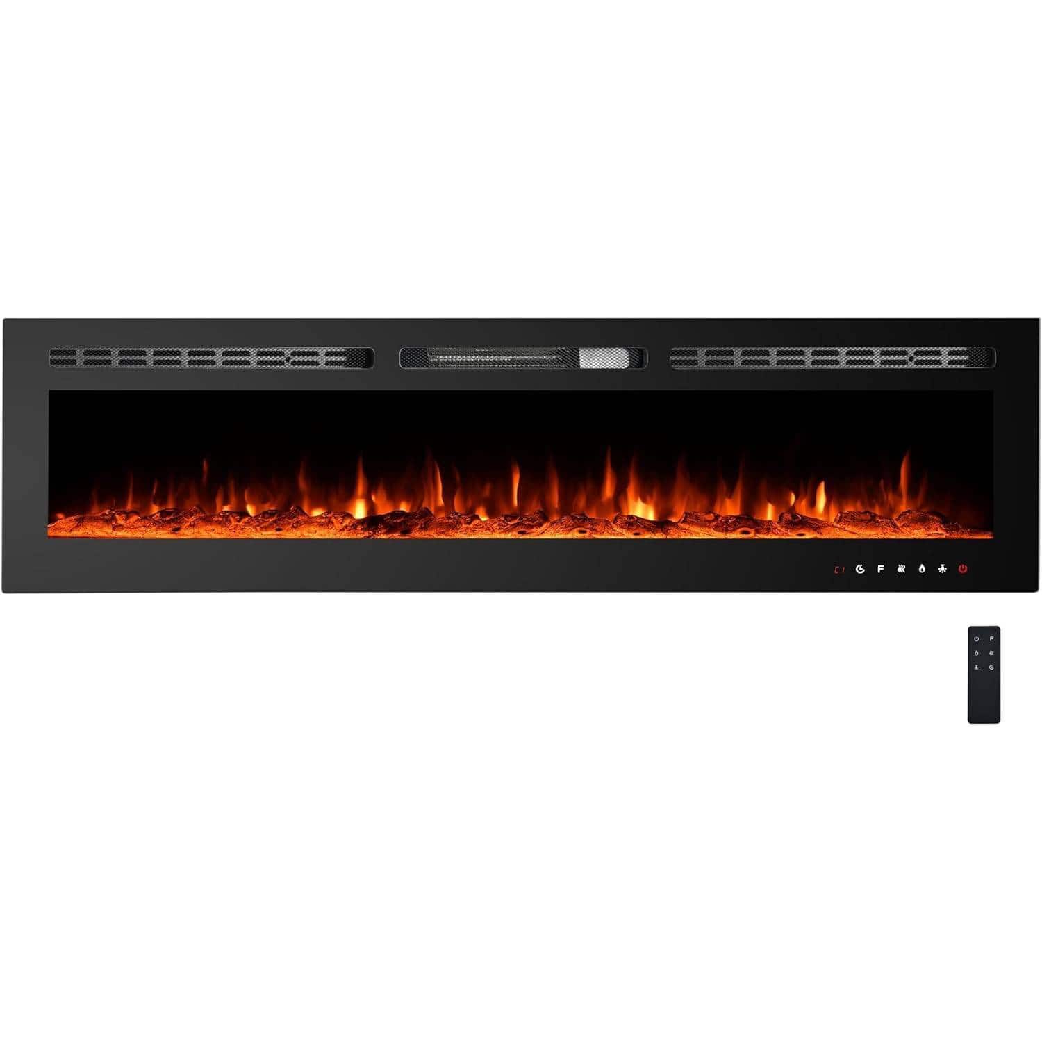 GARVEE - 80 Inch Wall Mounted and Recessed Electric Fireplace Heater for Living Room - Black