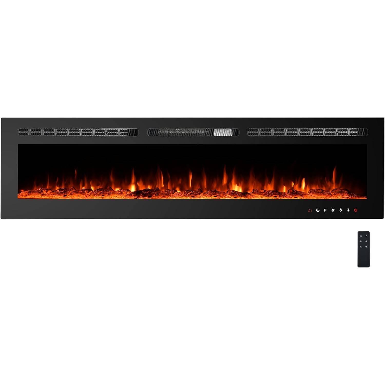 GARVEE - 80 Inch Wall Mounted and Recessed Electric Fireplace Heater for Living Room - Black