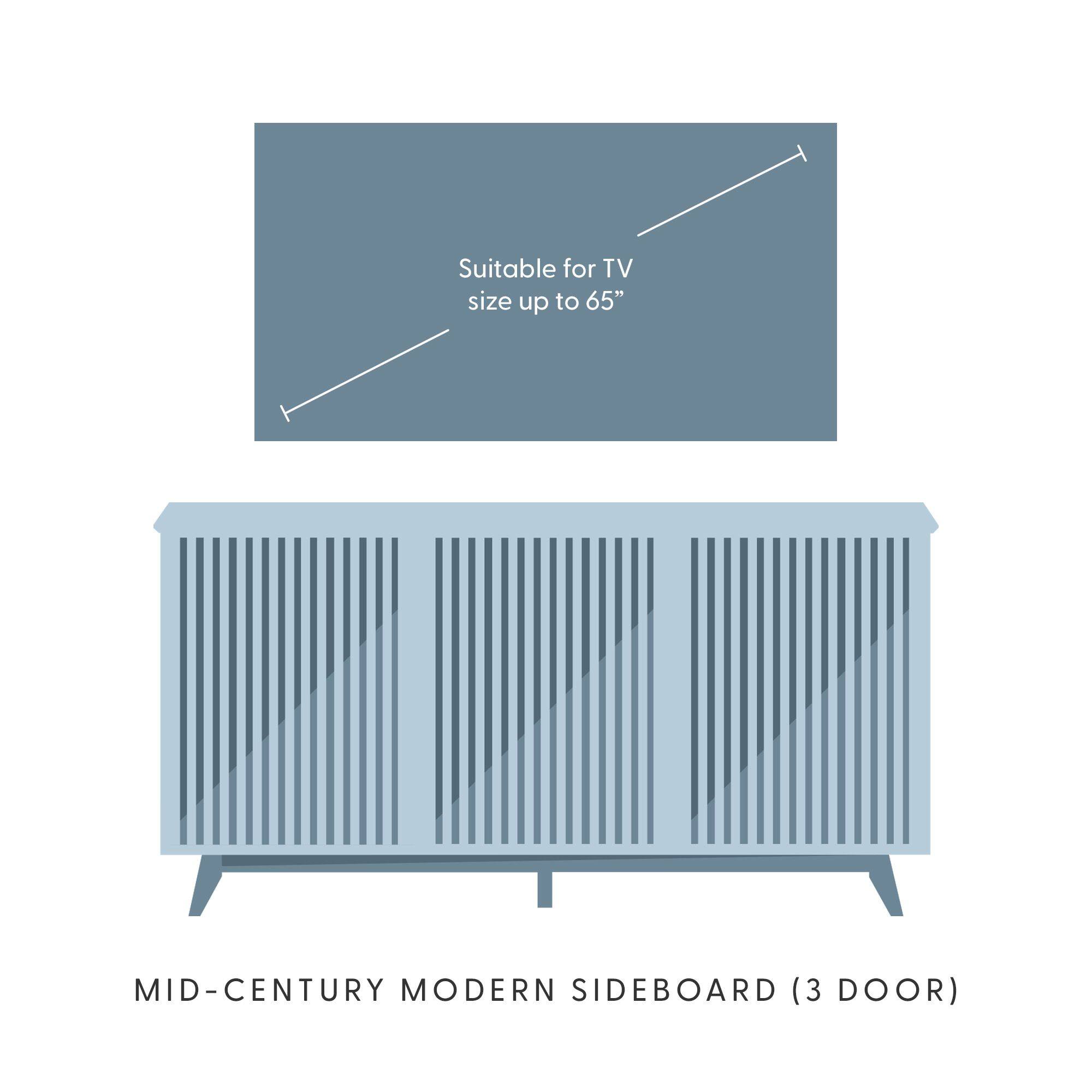 Suitable for TV size up to 65"  
MID-CENTURY MODERN SIDEBOARD (3 DOOR)