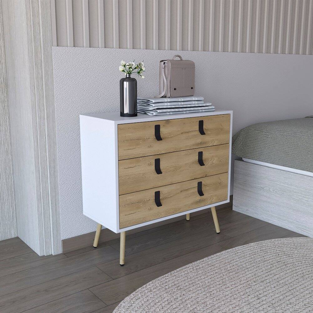 Alt View 3. TuHome - Huna Dresser White / Macadamia MDF - White.