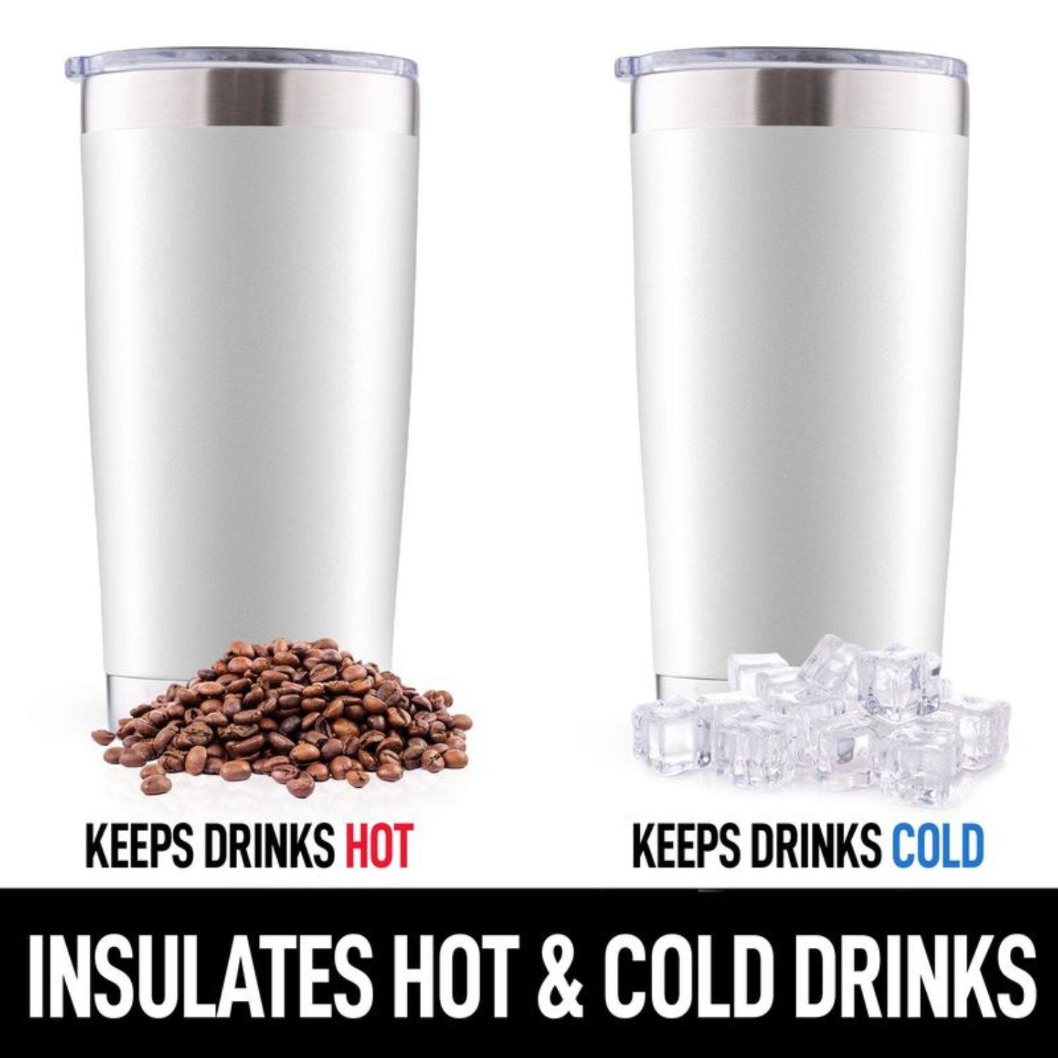 KEEPS DRINKS HOT  
KEEPS DRINKS COLD  
INSULATES HOT & COLD DRINKS