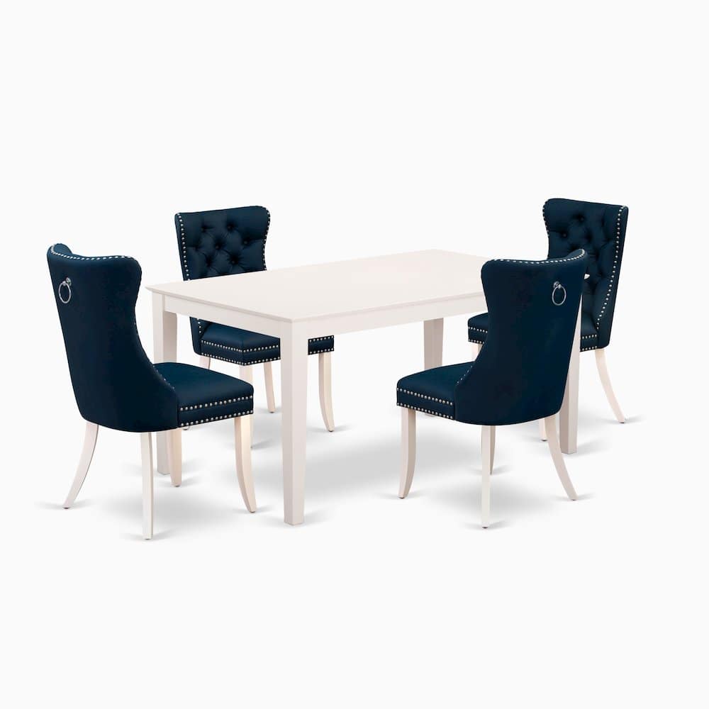 East West Furniture - 5 Piece Dining Room Table Set - Linen White price history on PriceWatchPro