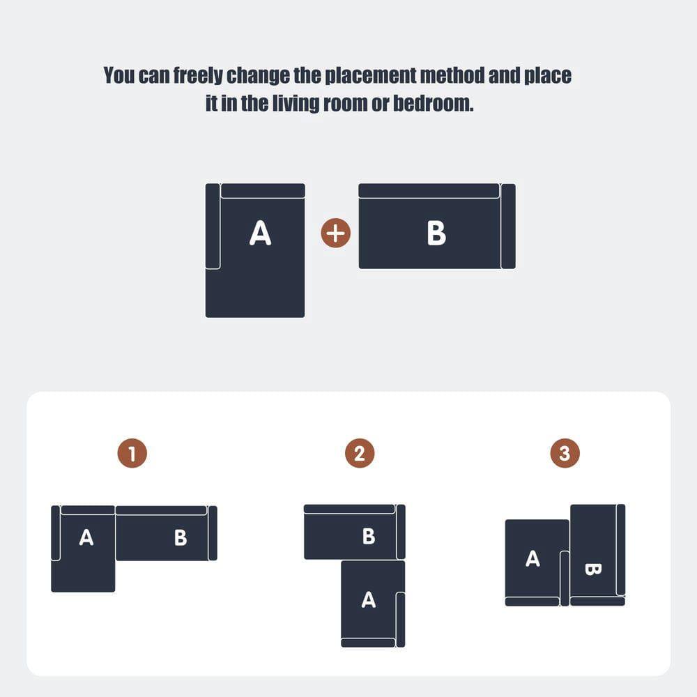 You can freely change the placement method and place it in the living room or bedroom.

A + B

1. A B
2. B A
3. A B