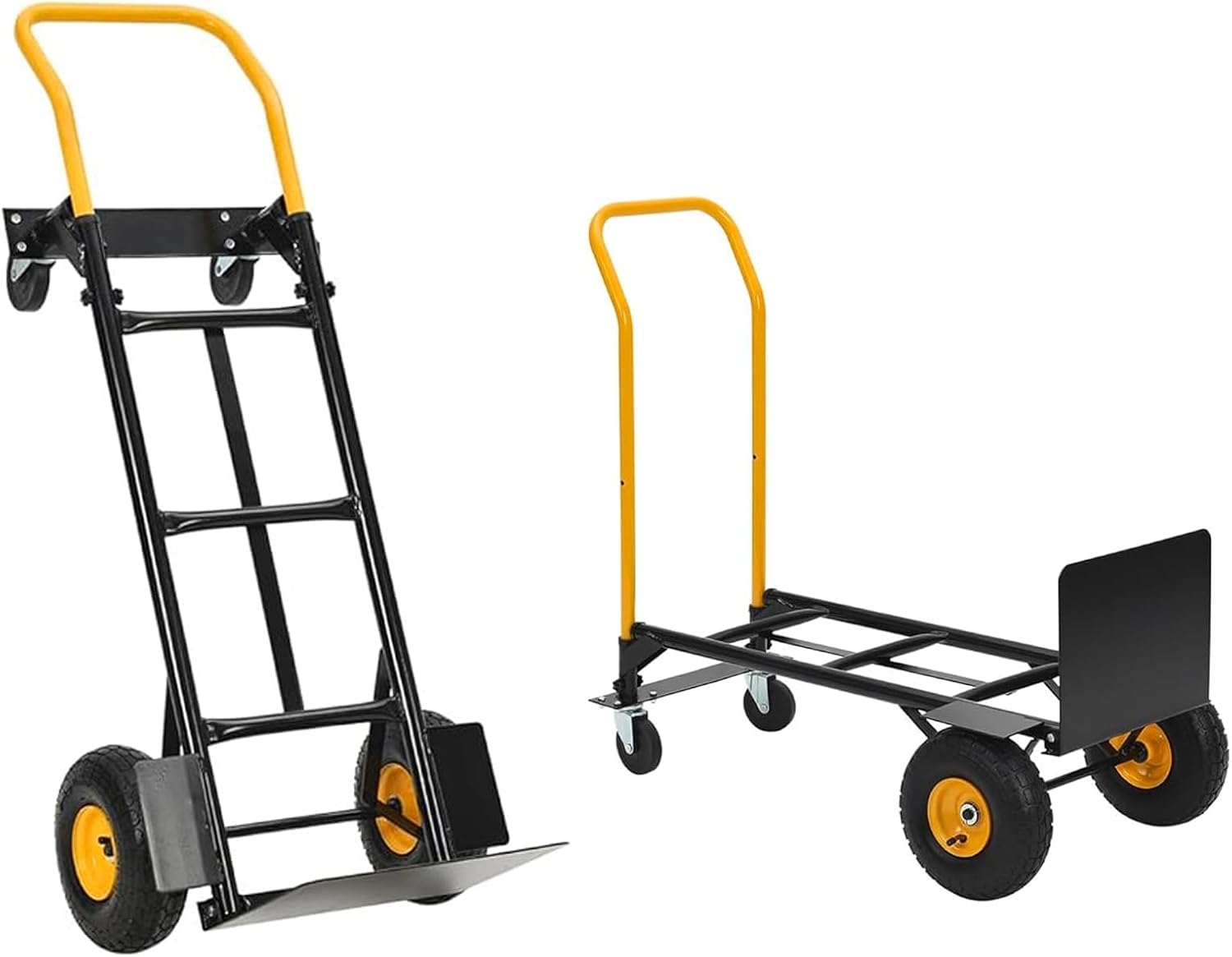 Acekool - 2-in-1 Convertible Hand Truck, Max 800 LBS, 4-Wheel Dolly Cart with Telescoping Handle for Moving & Warehouse - Black