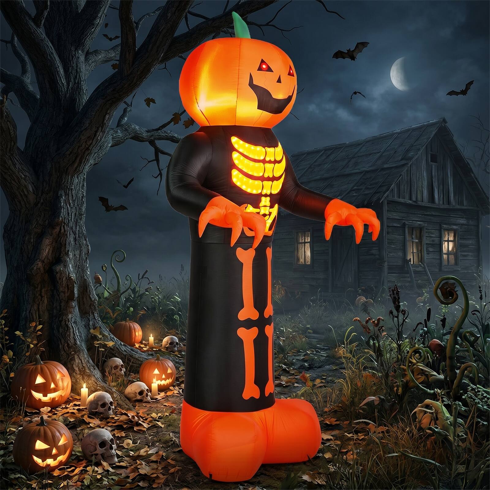 Alt View 7. Sunoyar - Spooky Classic Halloween Shape with Built-in Lighting System - Orange.