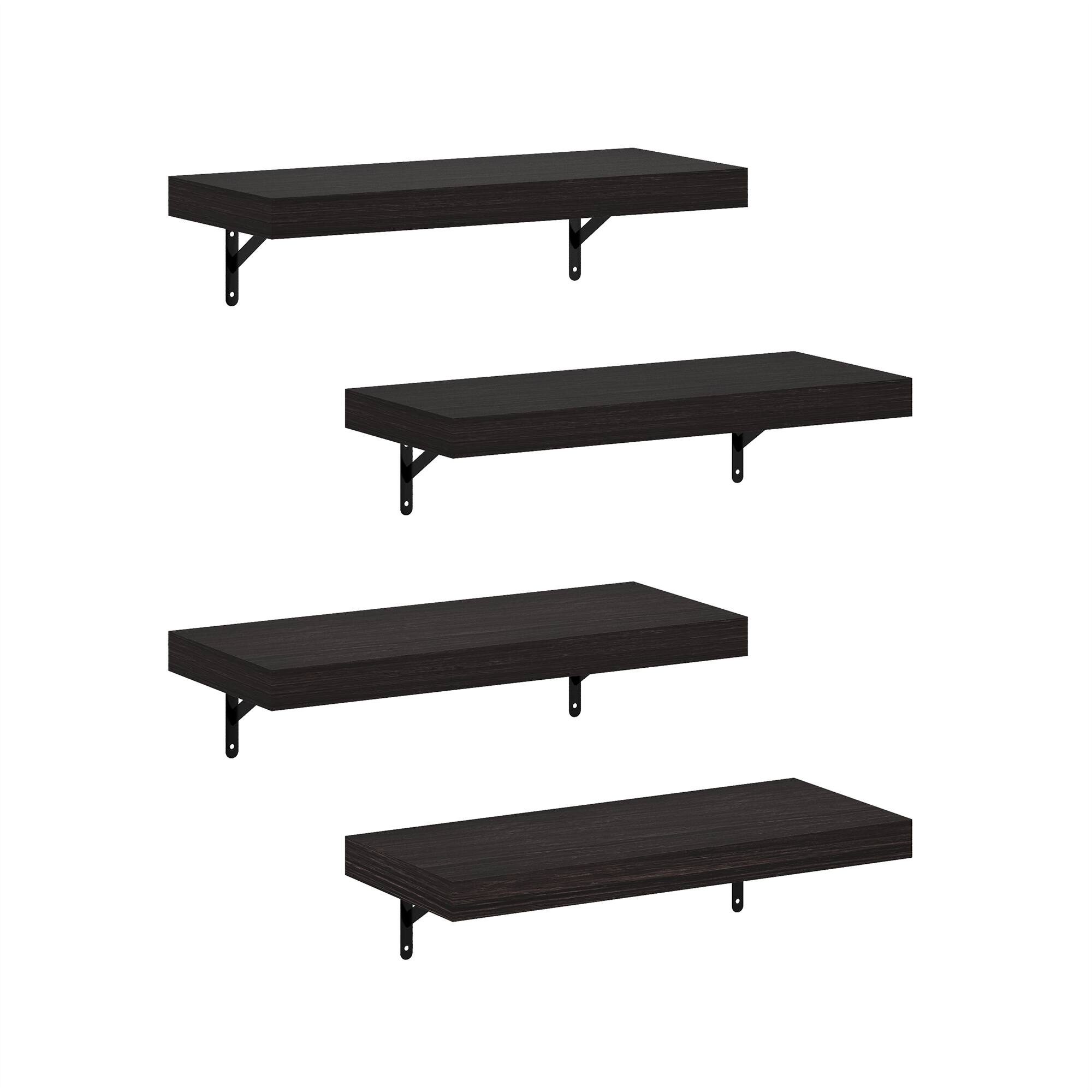 Furinno - Tanna 22-Inch Wall Mounted Floating Display Shelves, Set of 4 - Tobacco Oak