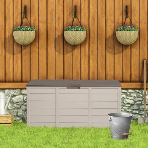 Alt View 7. Winado - 75 Gallon Resin Deck Box for Patio Furniture Pool Accessories for In/Outdoor Toys Storage - Brown.