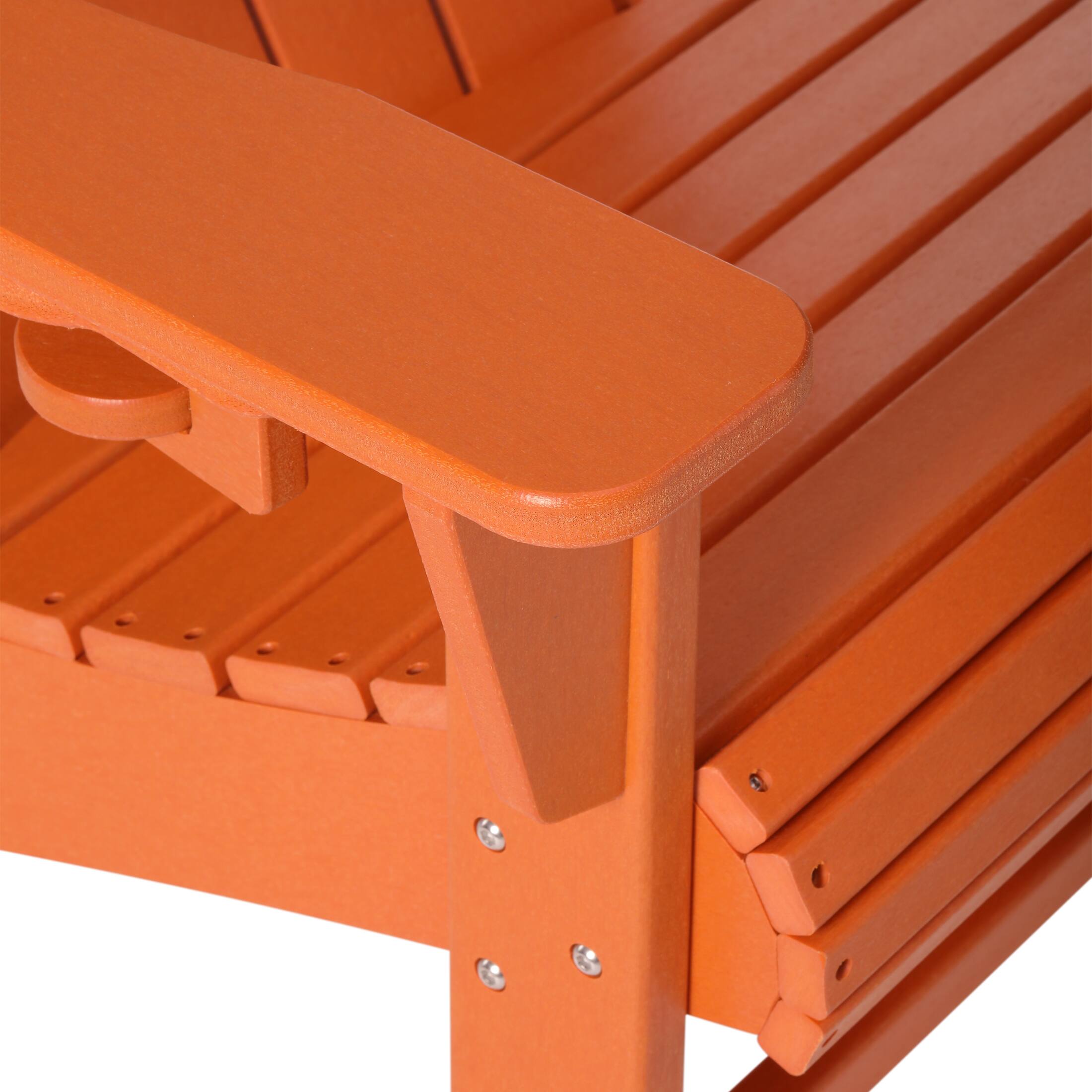 Alt View 4. WestinTrends - WestinTrends Highland Outdoor Patio HDPE Adirondack Chair With Cup Holder - Orange.