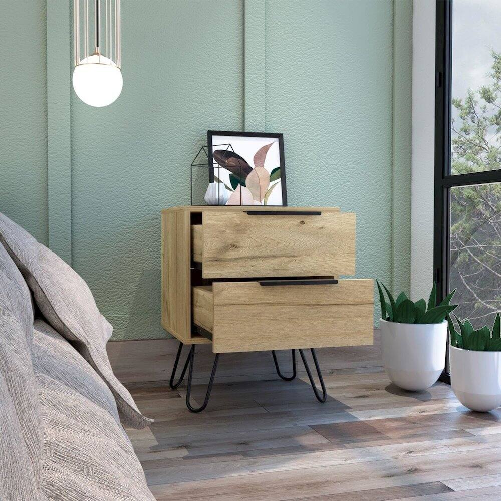 Alt View 3. TuHome - Augusta 2 Nightstand Light Oak MDF - Brown.
