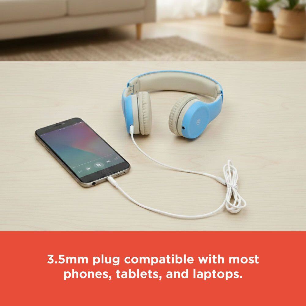 3.5mm plug compatible with most phones, tablets, and laptops.