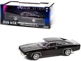 1968 Dodge Charger R/T with Vinyl Top "John Wick" 1/43 Diecast Model Car by Greenlight - Black