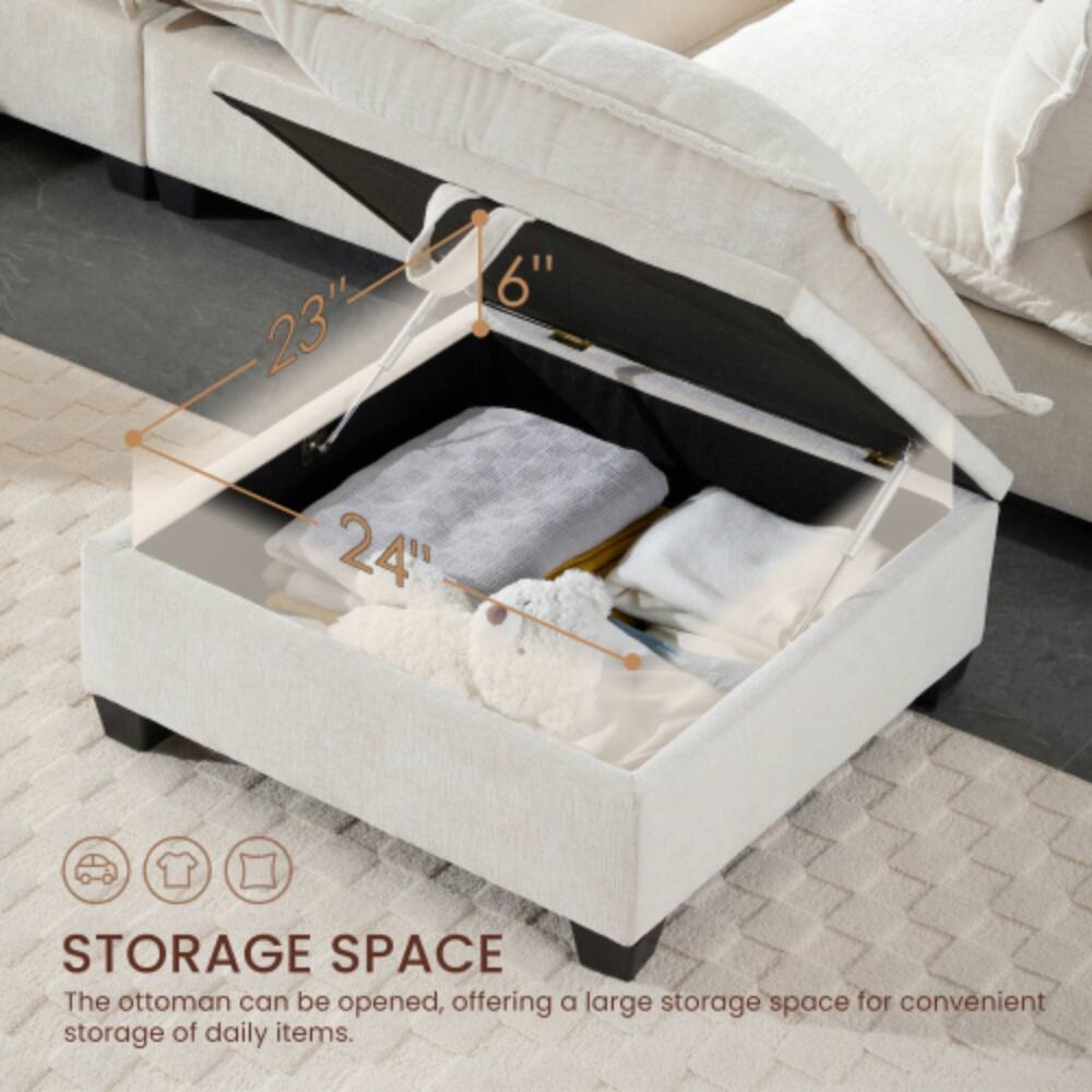 23" x 24" STORAGE SPACE

The ottoman can be opened, offering a large storage space for convenient storage of daily items.