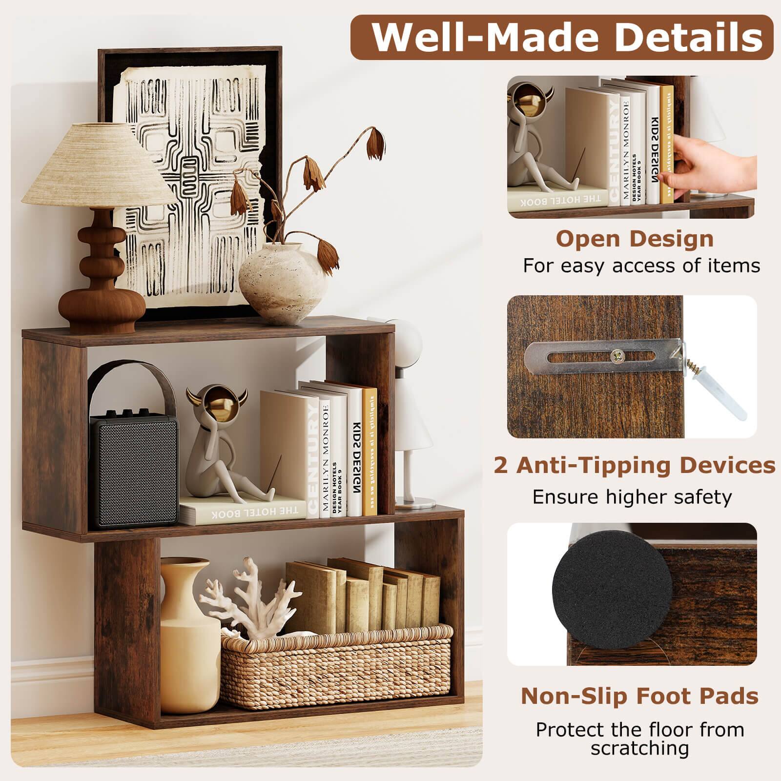 Well-Made Details

- Open Design
  For easy access of items

- 2 Anti-Tipping Devices
  Ensure higher safety

- Non-Slip Foot Pads
  Protect the floor from scratching