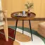 Alt View 1. Costway - 20" Round Teak Wood End Table Solid Live Edge Outdoor Side Table with Metal Frame - Brown.