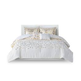 Gracie Mills - Amos Metallic Animal Print Comforter Set - Ivory/Gold