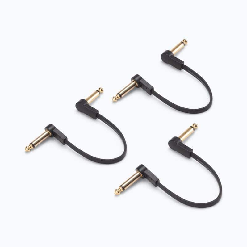 On Stage Stands - OnStage Production-Grade FPC-3 Flat Patch Cables (High Fidelity Audio, Gold Plated Right Angle Connectors, Copper - Black