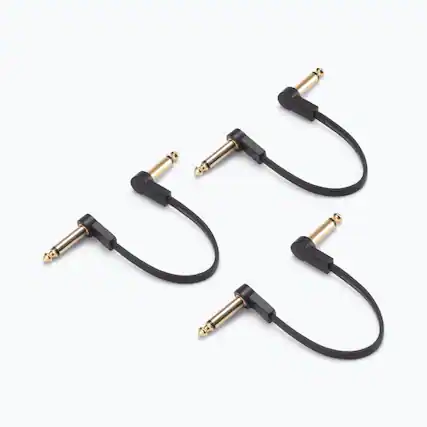 Front. On Stage Stands - OnStage Production-Grade FPC-3 Flat Patch Cables (High Fidelity Audio, Gold Plated Right Angle Connectors, Copper - Black.