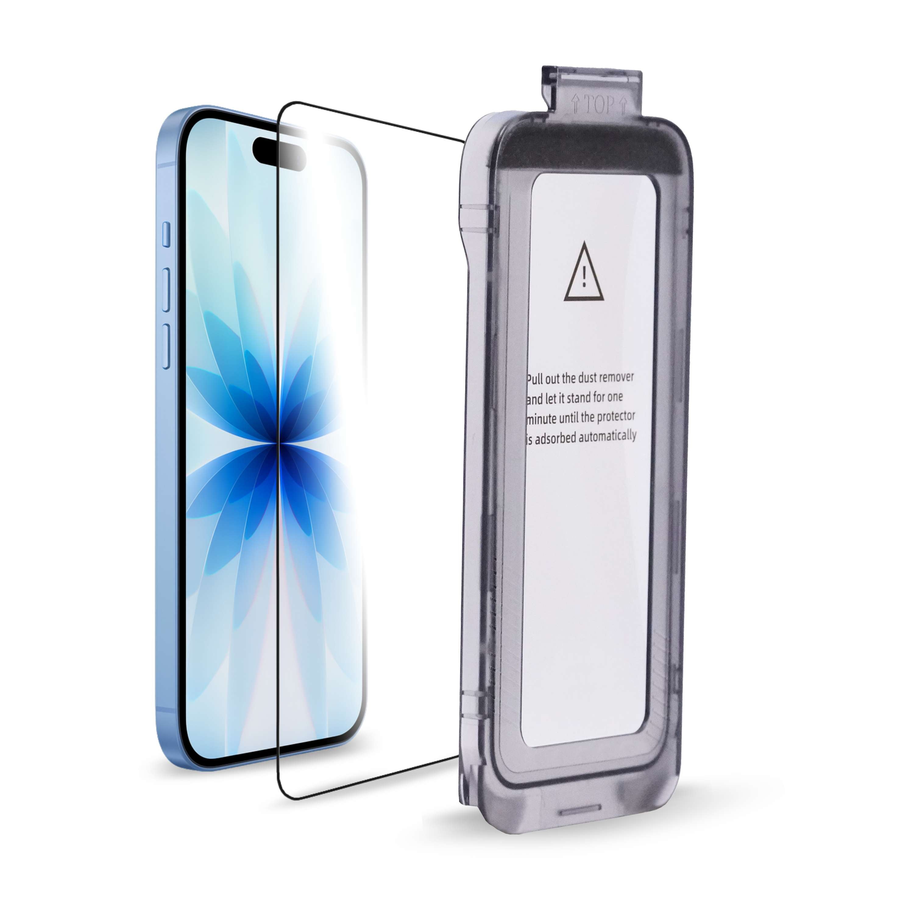 Pull out the dust remover and let it stand for one minute until the protector is adsorbed automatically.