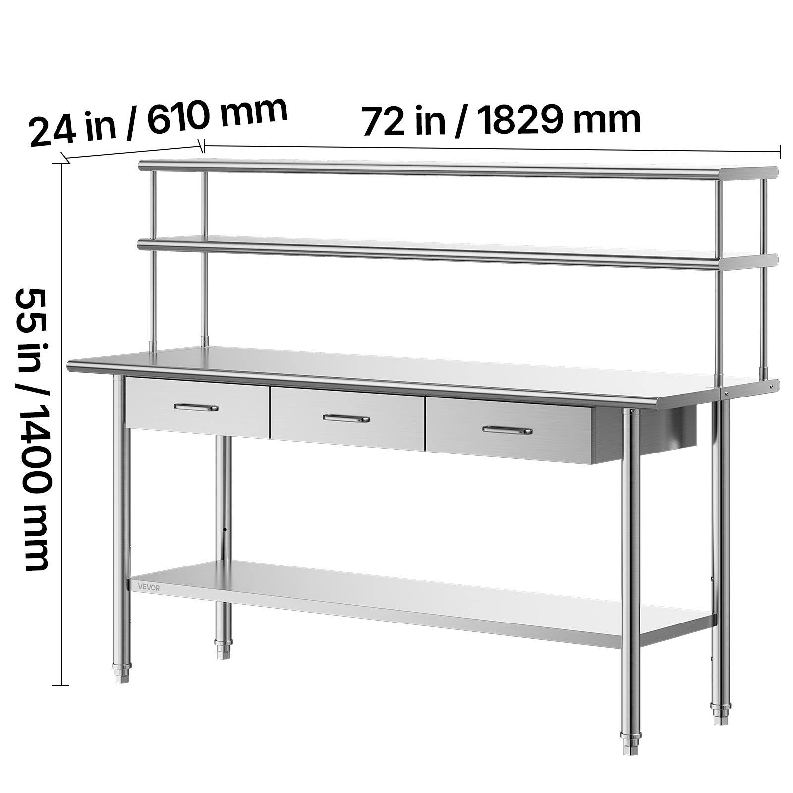 24 in / 610 mm  
72 in / 1829 mm  
55 in / 1400 mm  
VEVOR