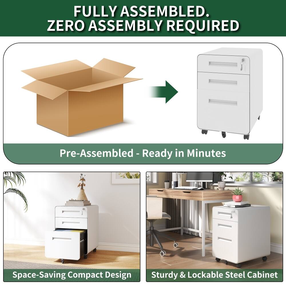 FULLY ASSEMBLED. ZERO ASSEMBLY REQUIRED

Pre-Assembled - Ready in Minutes

Space-Saving Compact Design

Sturdy & Lockable Steel Cabinet