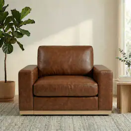 Dyonery - 42" Loveseat Sofa,Mid Century Modern Love Seat,Super Comfy Sofas,Deep Seat,Wide Armrest,Sturdy Frame - Brown