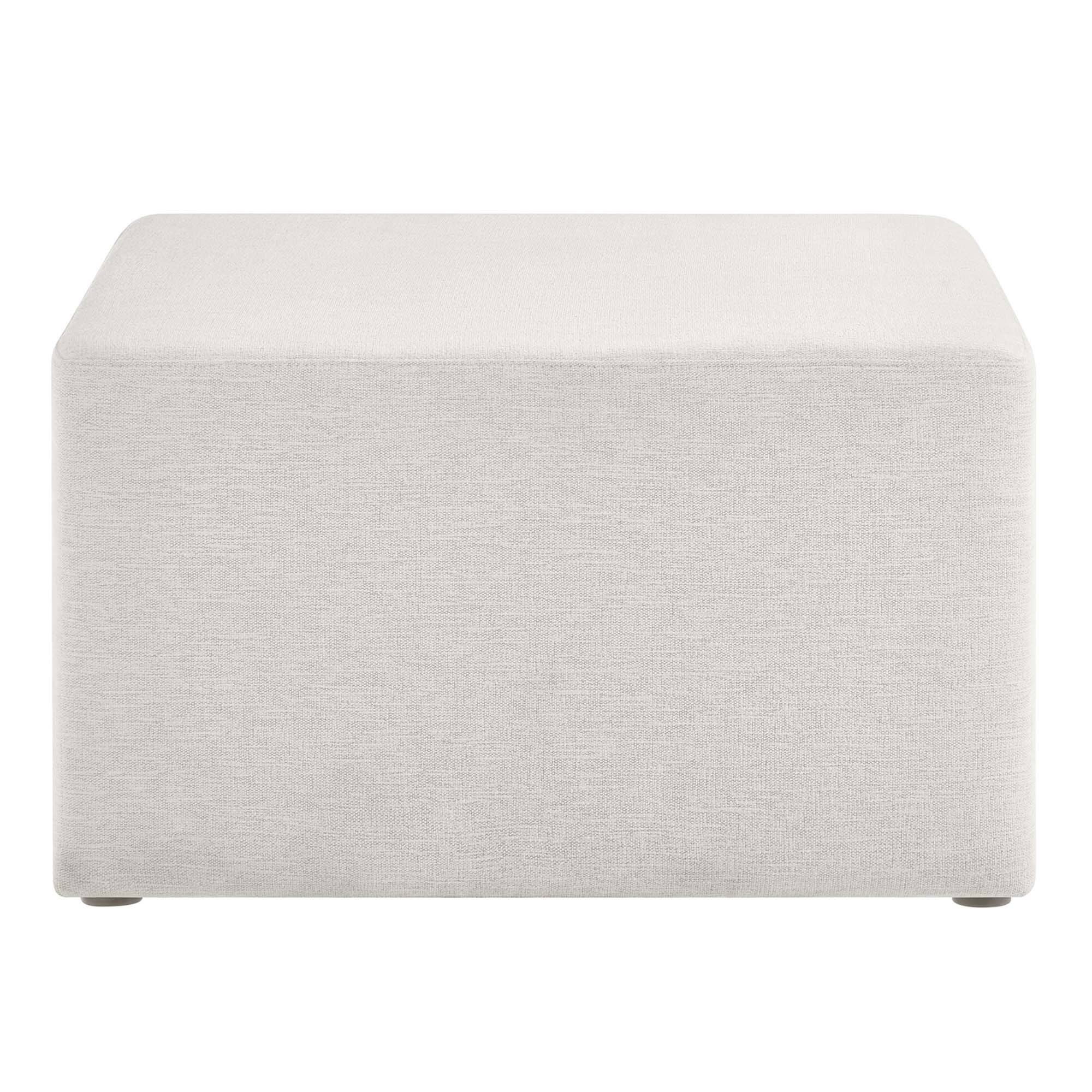 Alt View 4. Modway - Callum Large 28" Square Woven Heathered Fabric Upholstered Ottoman by Modway - Heathered Weave Ivory.