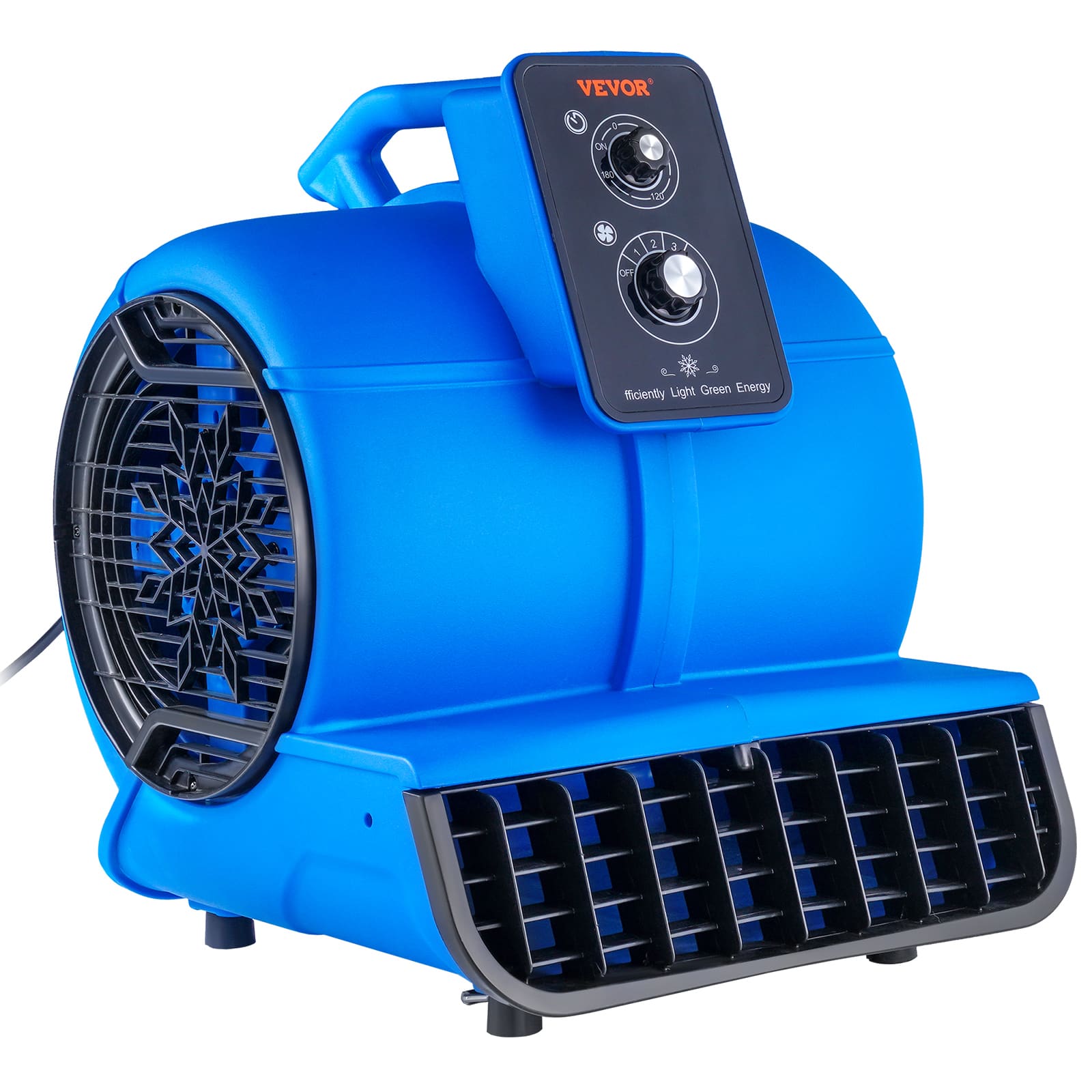 VEVOR - Floor Blower, 1/2 HP, 2600 CFM Air Mover for Drying and Cooling, Portable Carpet Dryer Fan with 4 Blowing Angles - Blue