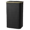 Front. Tooloton - Large Laundry Hamper with Lid (110L) – Collapsible Tall Clothes Basket with Bamboo Handles, Black - Black.
