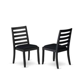 Luxe - Dining Room Chair with Black Linen Fabric and upholstered back - Wire Brushed Black
