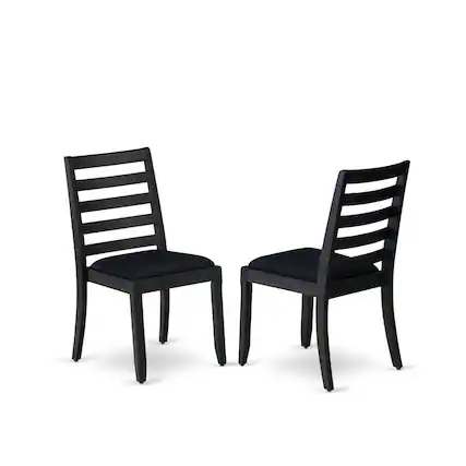 Front. Luxe - Dining Room Chair with Black Linen Fabric and upholstered back - Wire Brushed Black.