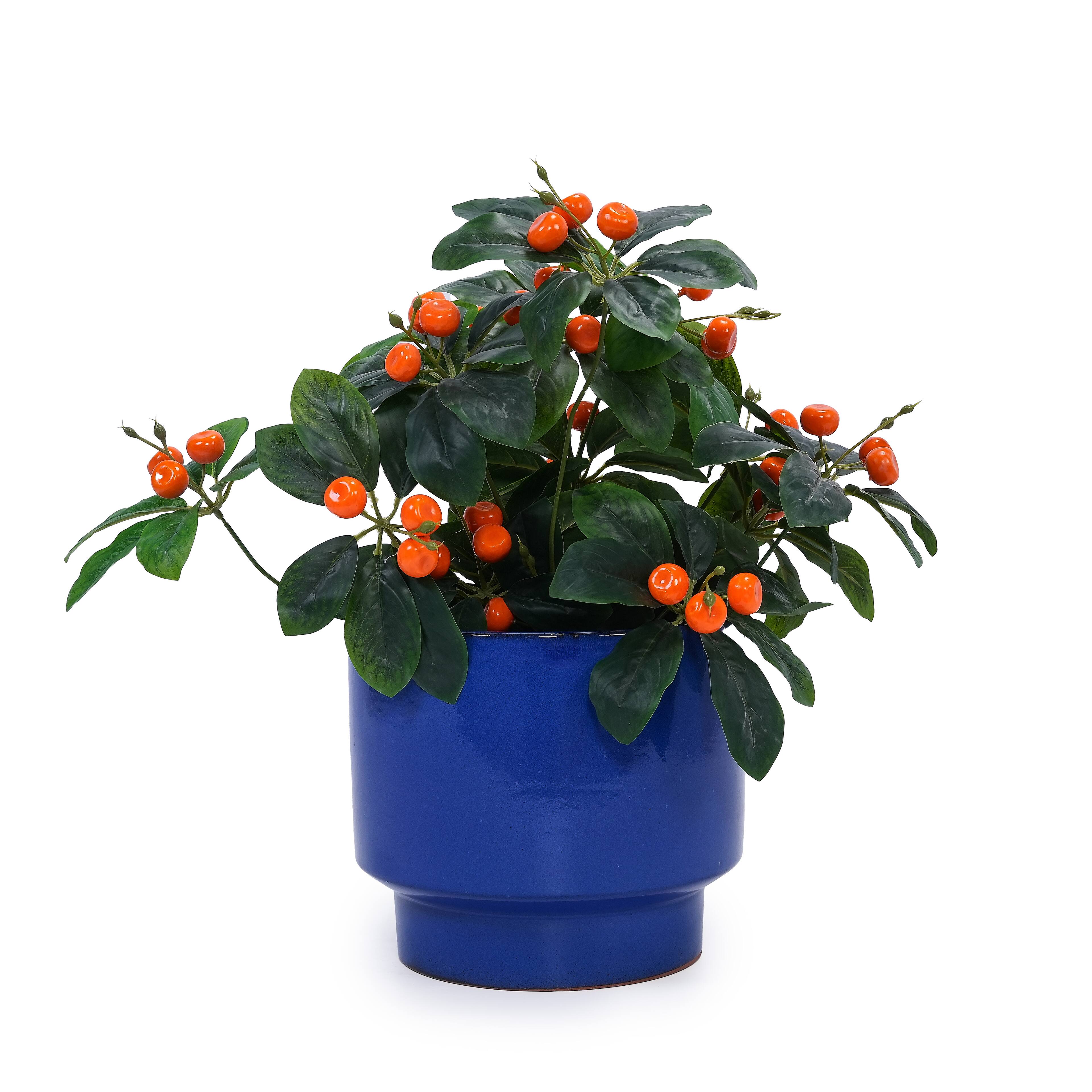 Alt View 6. Loheer - Ceramic Planter Set Loheer Handmade Blue Glazed Flower Pots Set of 3, Porous Clay Indoor Outdoor Planters, 15 12 9 Inch.