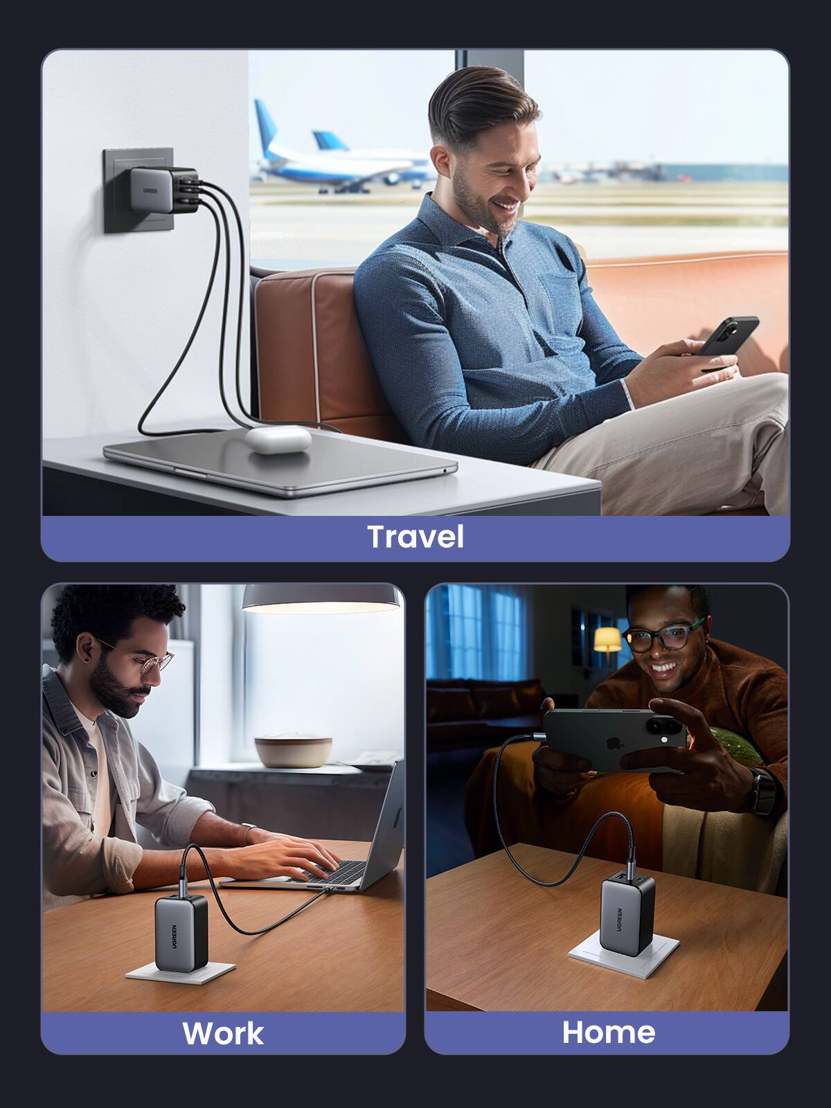 Travel  
Work  
Home