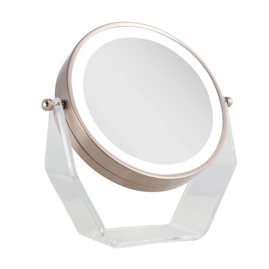 Front. Zadro - LED Lighted Makeup Mirror with 8X/1X Magnifications - Rose Gold.