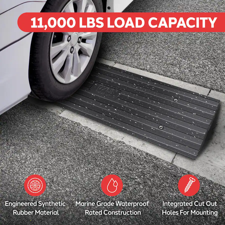 Pyle 4ft Rubber Curb Ramp – Heavy Duty Ramp for Cars, Trucks, Scooters ...