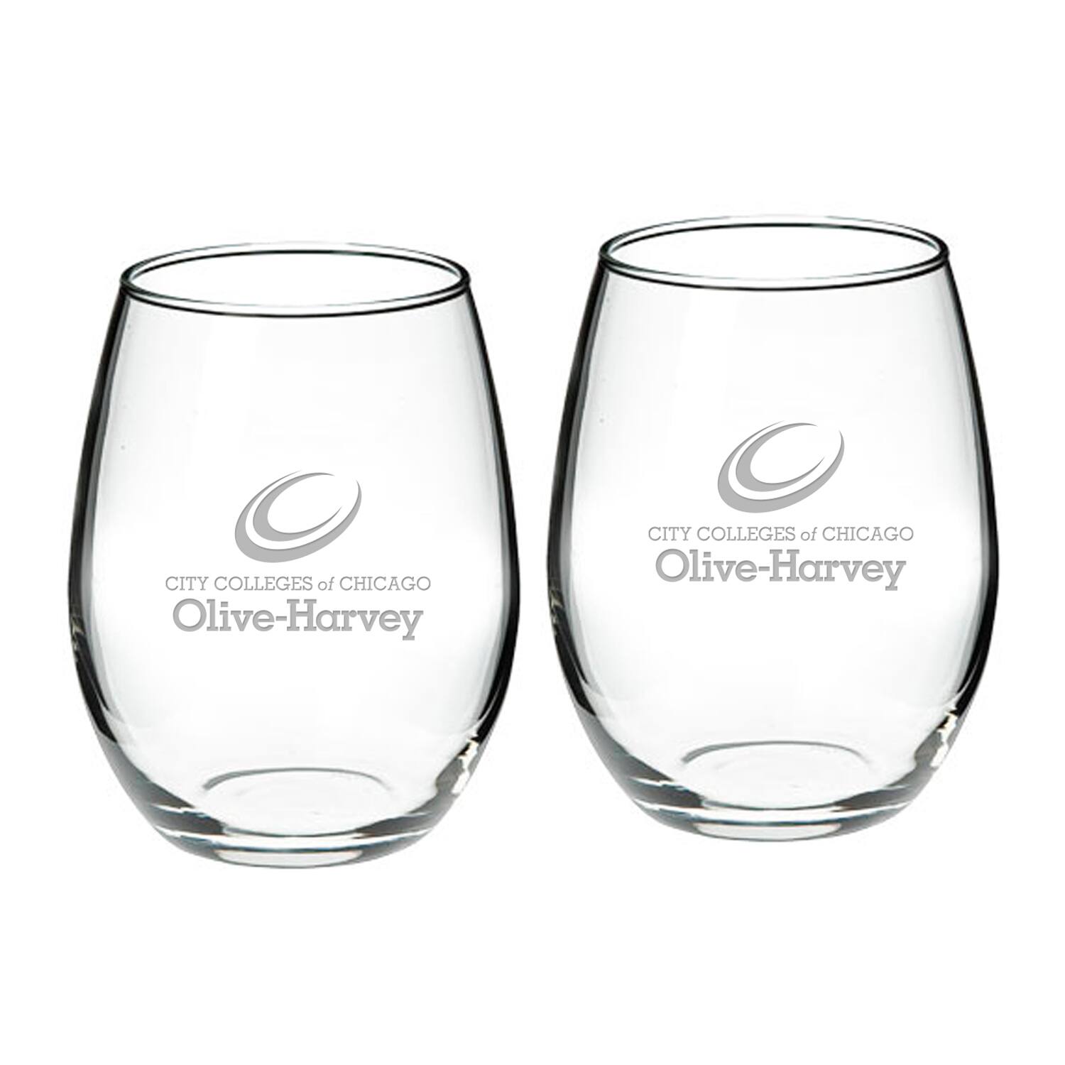Jardine - Olive-Harvey College Purple Panthers 21oz. 2-Piece Stemless Wine Glass Set - Multicolor