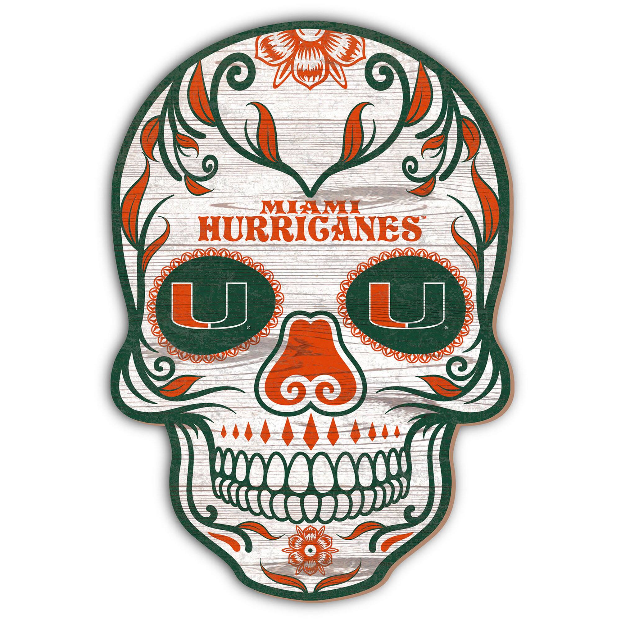 Miami Hurricanes 12'' Sugar Skull Sign