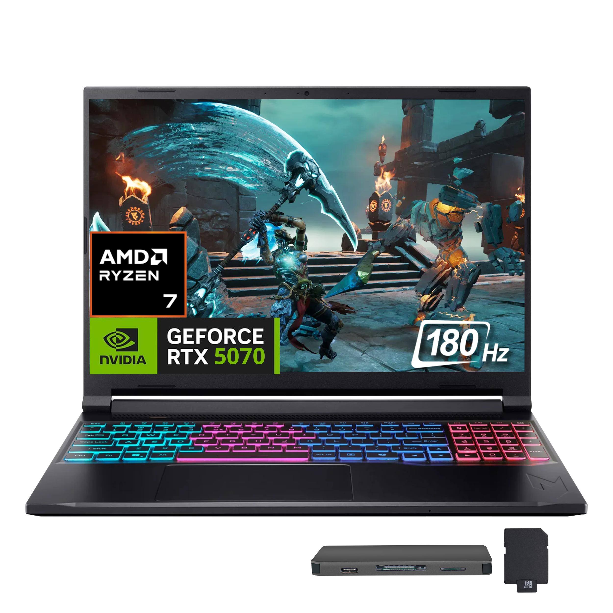 Acer - Upgraded - Nitro V 16S 16" Gaming Laptop,AMD Ryzen 7 260,RTX 5070,32GB DDR5,1TB SSD+1TB Dock Set,Backlit Keyboard,Win 11 - Black