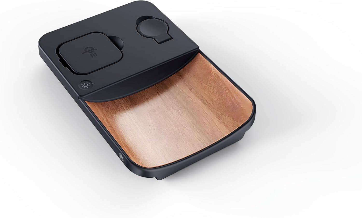 Alt View 1. AT&T - AT&T 3-IN-1 Executive  Wood Grain Power Tray Qi2 Fast Charge - Brown.