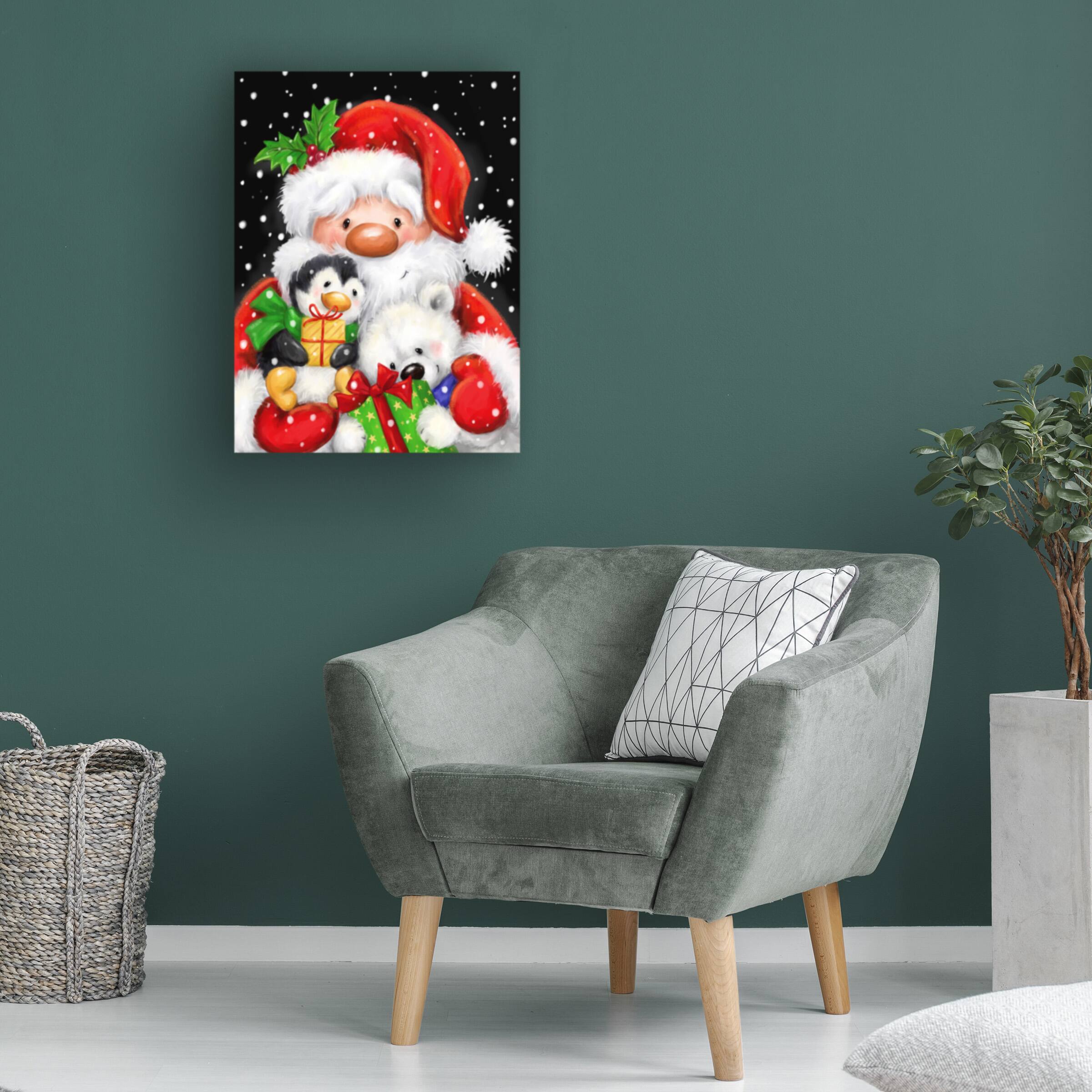 Trademark Fine Art MAKIKO Santa,Polar Bear And Penguin Canvas Art