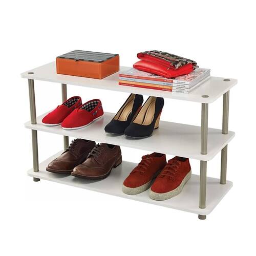 Alt View 1. SlickBlue - 3-Shelf Shoe Organizer Holds Up to 12 Pairs for Neat Storage - White.