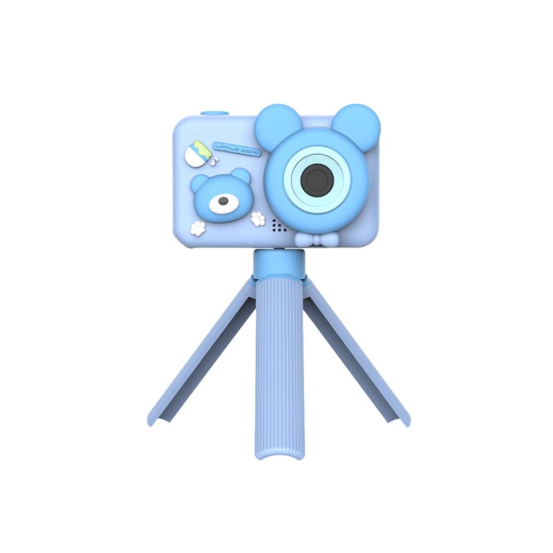 Cluzine - Kids Digital Camera, Cute Bear Dual-Lens Camera with Tripod & 1080P Video