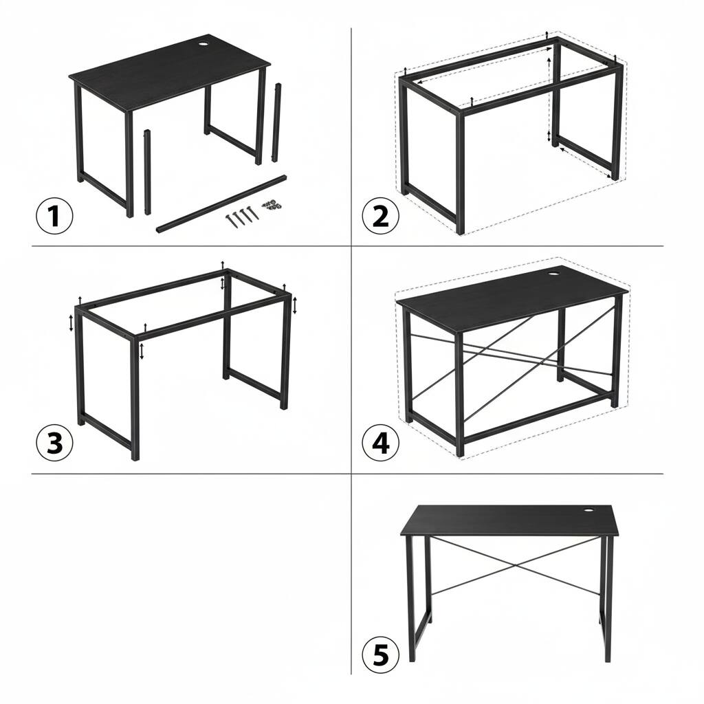 Alt View 4. AOITUN - Computer Desk 40 Inch, Small Desk, Sturdy Writing Table with Metal Frame, Modern Workstation for Bedroom, Black - Black.