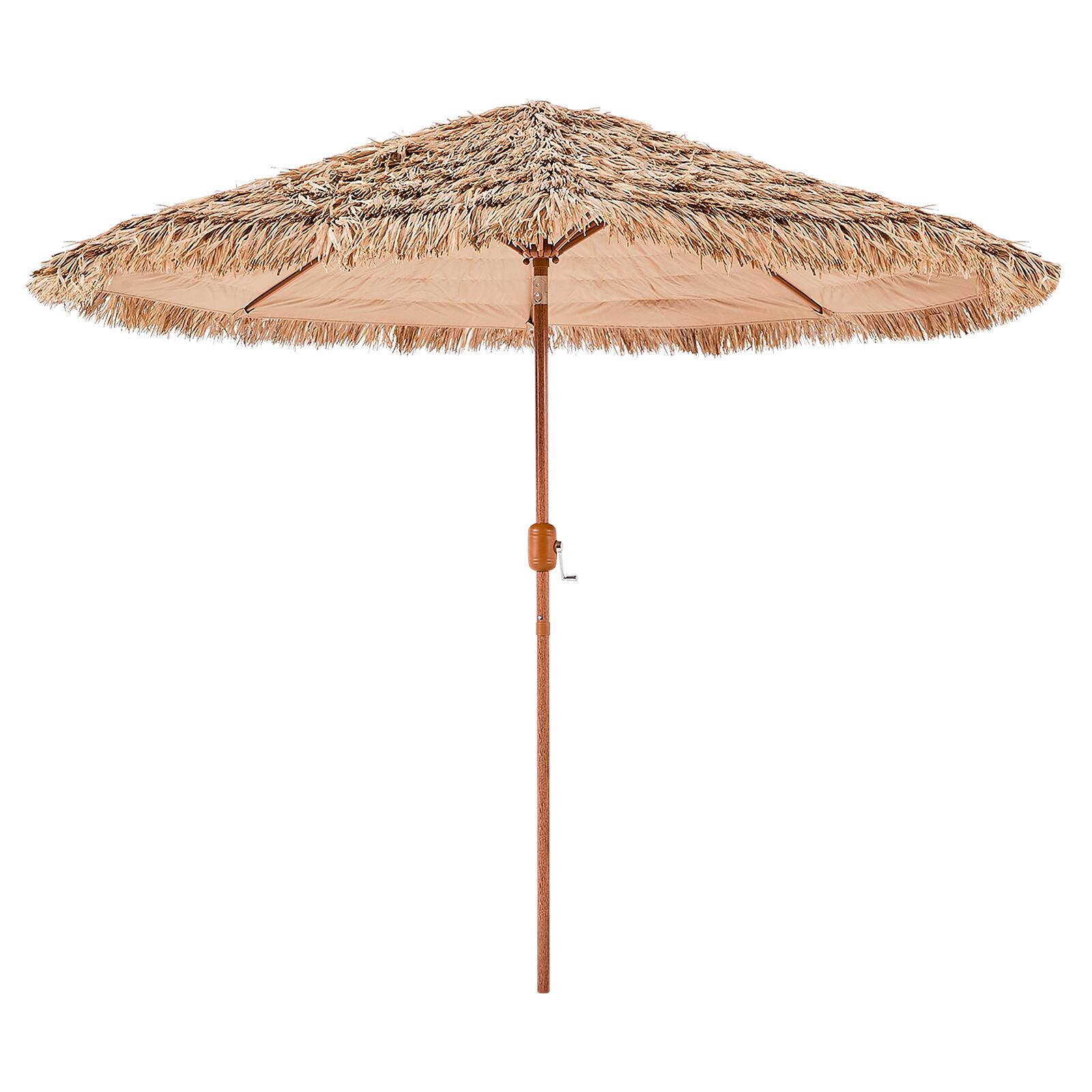 Alt View 5. VEVOR - Tiki Umbrella,9ft Thatched Patio Umbrella with Tilt,Hawaiian Style Beach Parasol with Durable PP Thatch and 8 Metal Ribs - Brown.