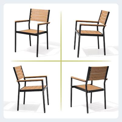 Alt View 8. Crestlive Products - Crestlive Products Water Proof 7/9/11pc Patio Dining Set Aluminum Frame Rectangle Table Stackable Stationary Arm Chairs - Brown-9PC.