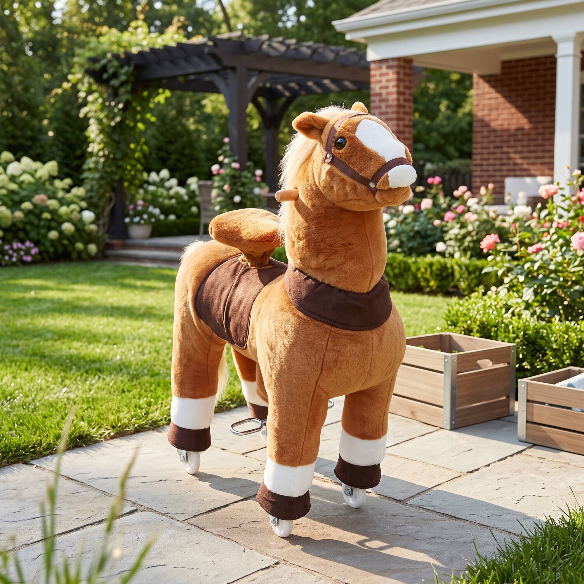 Alt View 8. Qaba - on Horse for Kids 4-12 Years - Brown.