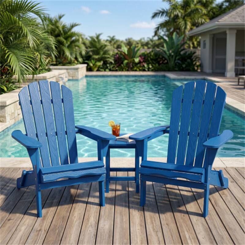 Back. HTUTWOO - Set of 2 Wood Lounge Patio Chair for Garden Outdoor - Wooden Folding Embossed Adirondack Chair, Wood Lounge Patio Chair - Navy Blue.