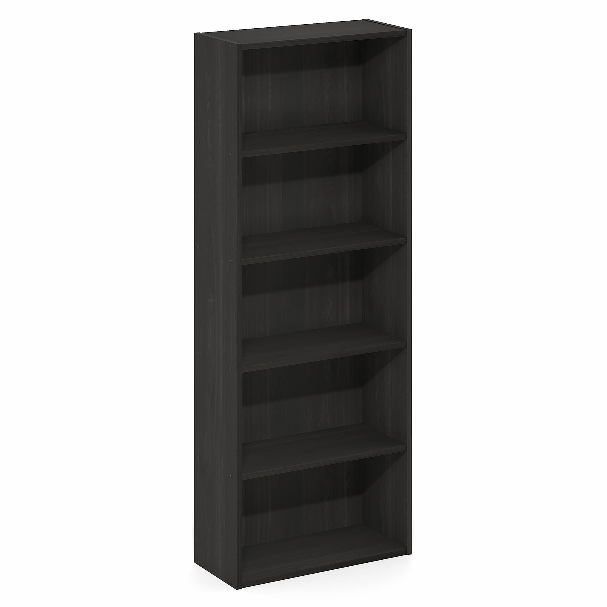 Alt View 4. Furinno - Basic 5-Tier Open Shelf Bookcase, Bookshelf, Storage Organizer, 7 x 17 x 44 - Espresso.