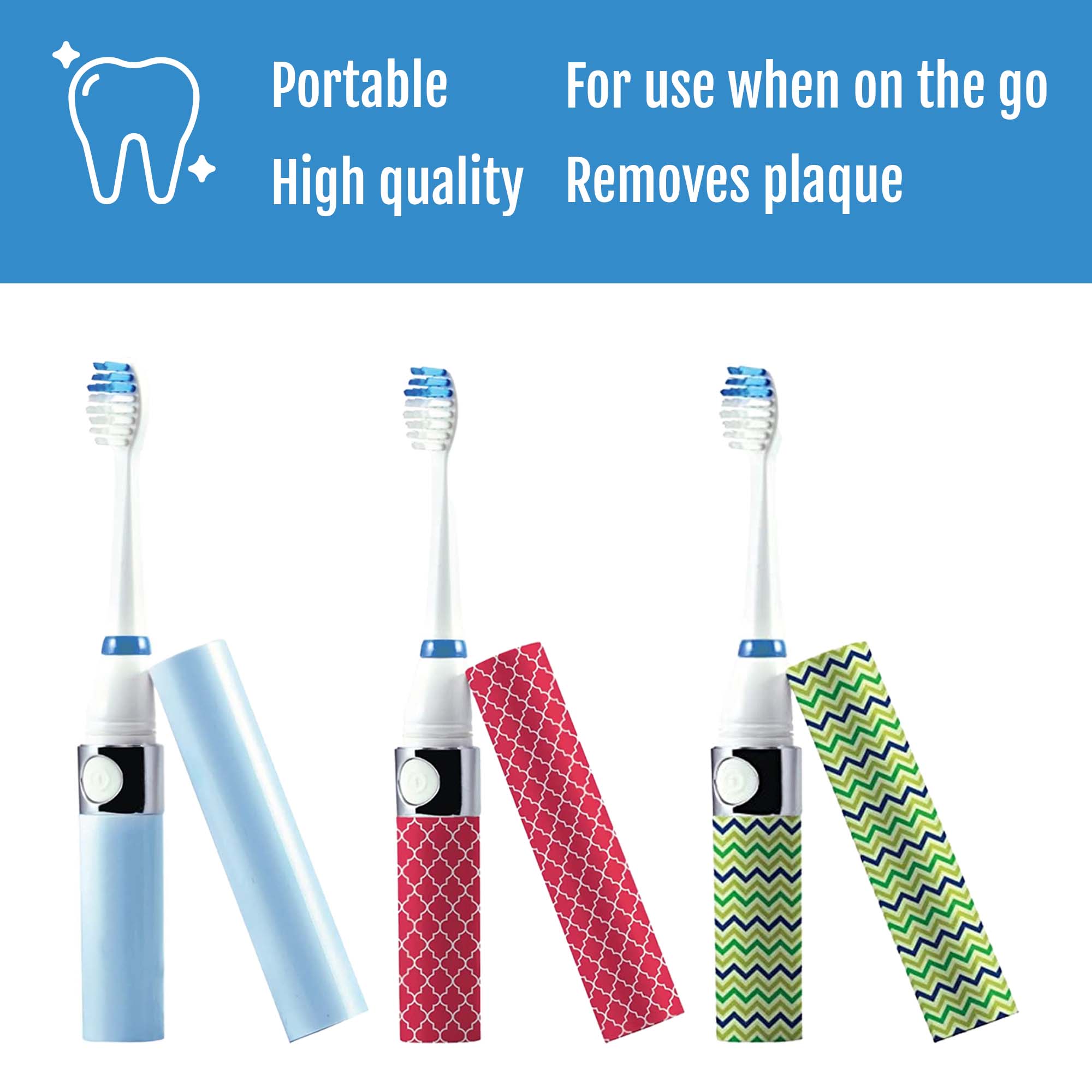 - Portable
- High quality
- For use when on the go
- Removes plaque